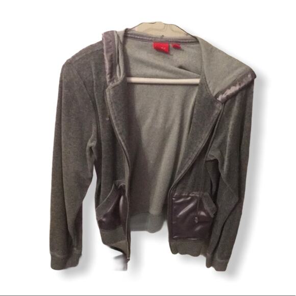 Anne Klein velvet zip up gray size Small - Picture 1 of 2